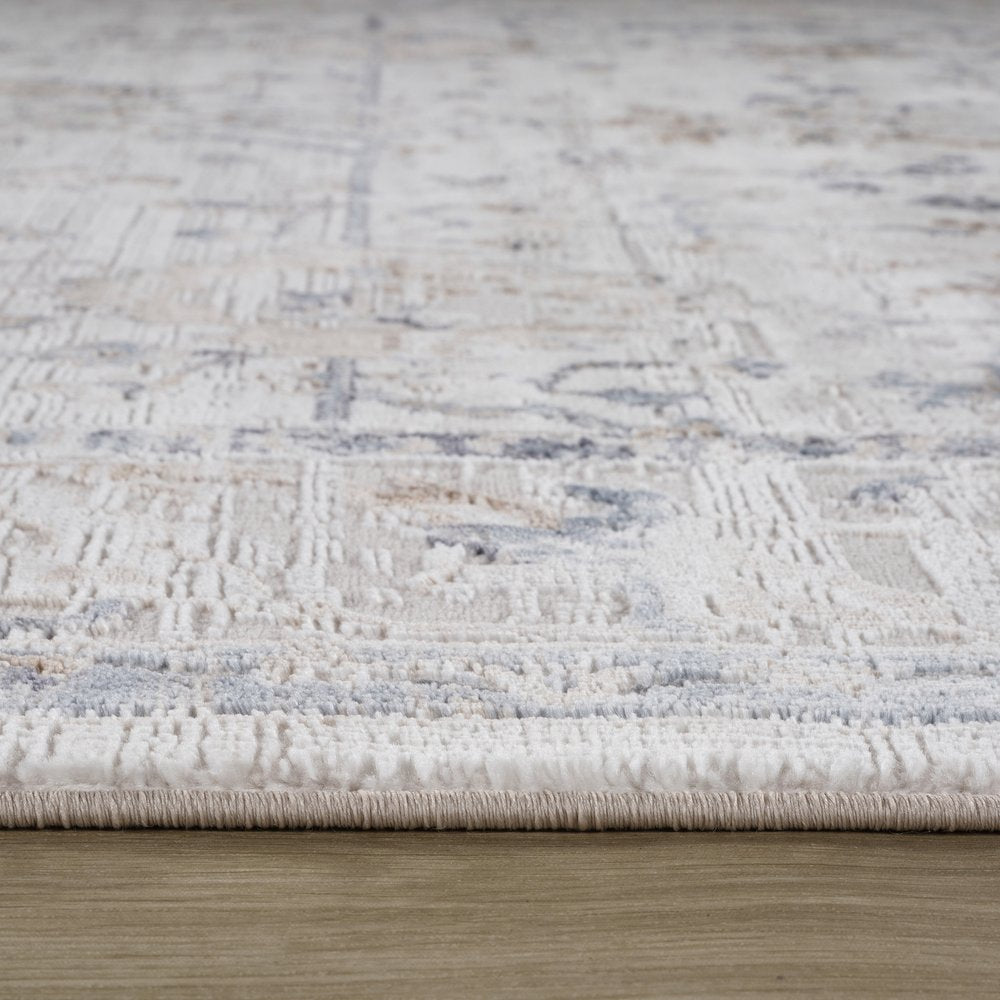 8' X 11' Beige and Ivory Abstract Distressed Area Rug