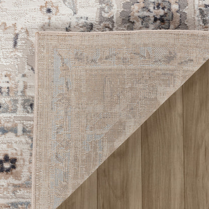 8' X 11' Beige and Ivory Abstract Distressed Area Rug