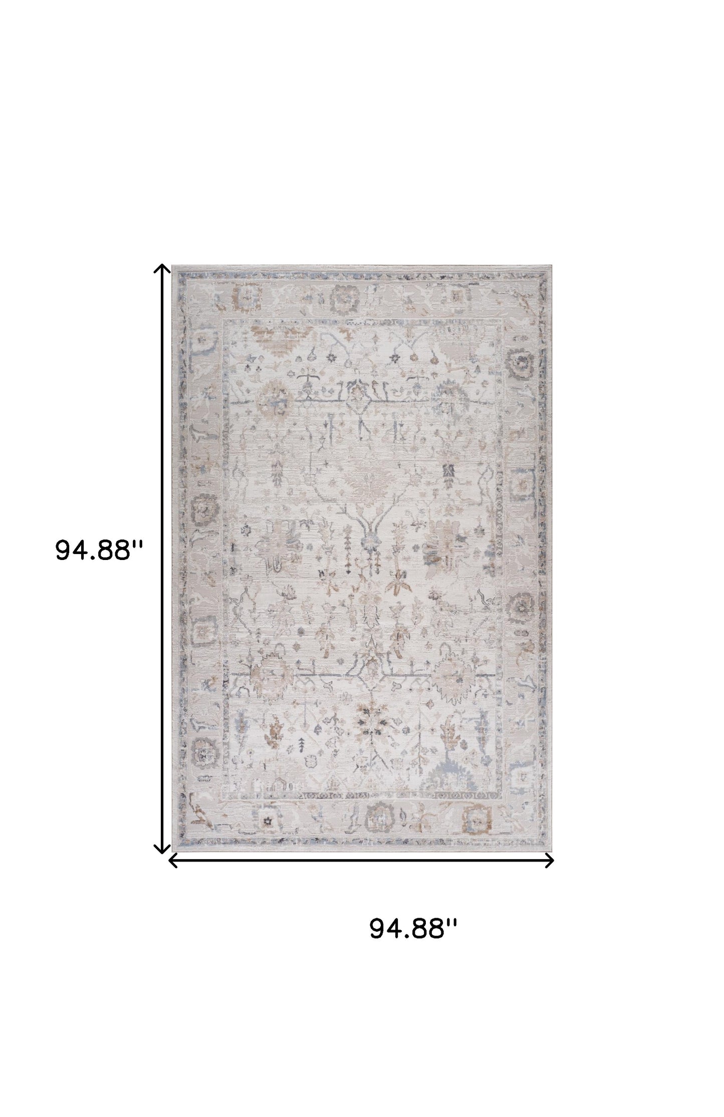 8' X 11' Beige and Ivory Abstract Distressed Area Rug