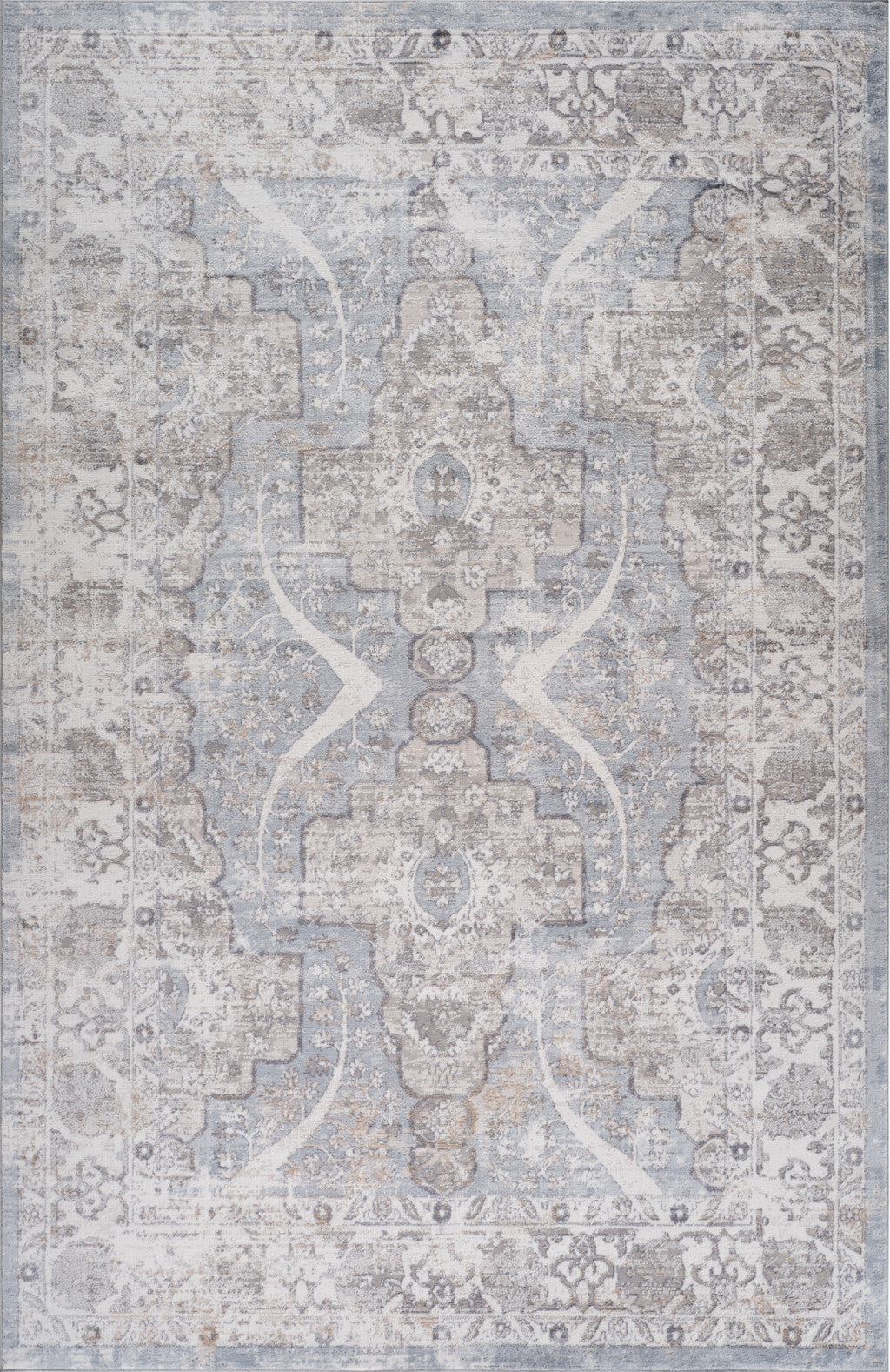 4' X 6' Blue and Gray Abstract Distressed Area Rug