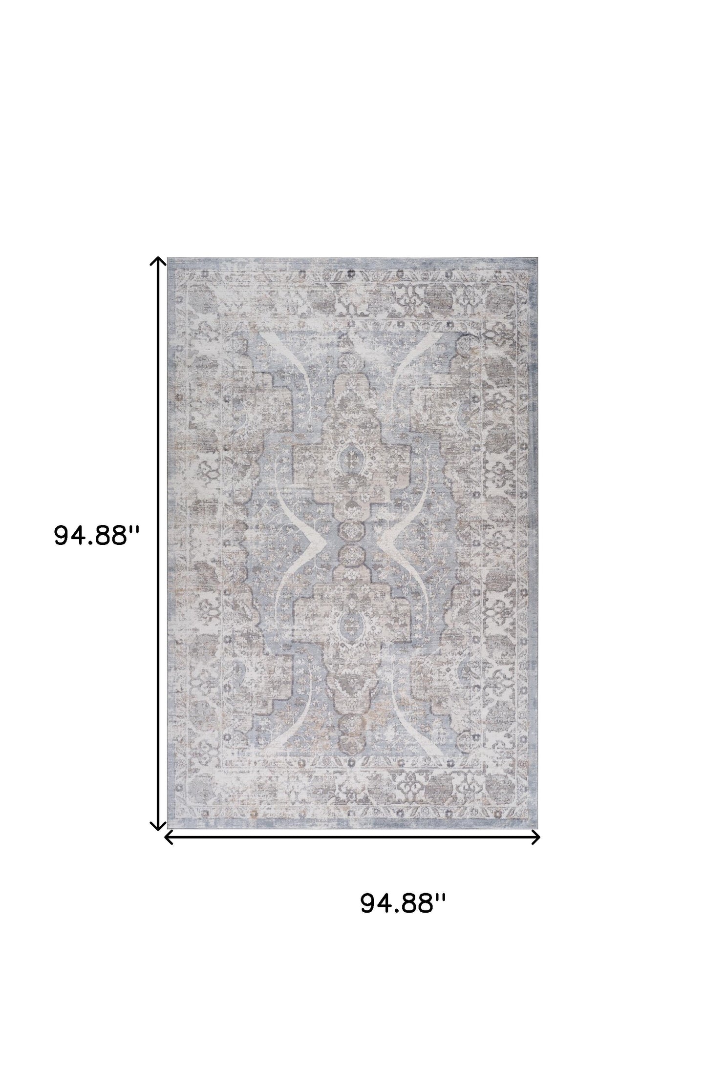 8' X 11' Blue and Gray Abstract Distressed Area Rug