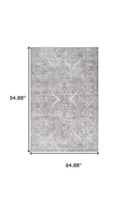 8' X 11' Blue and Gray Abstract Distressed Area Rug