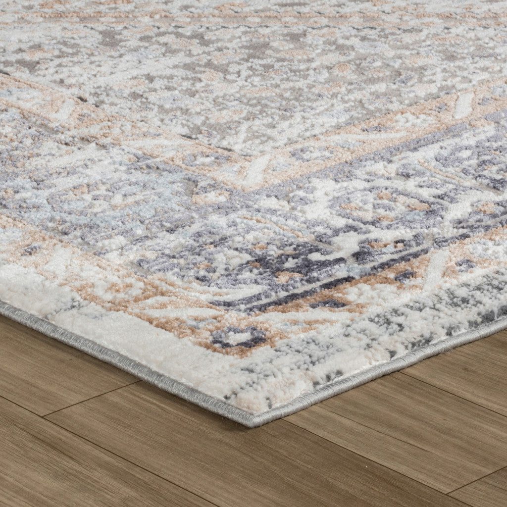 4' X 6' Beige and Gray Abstract Distressed Area Rug