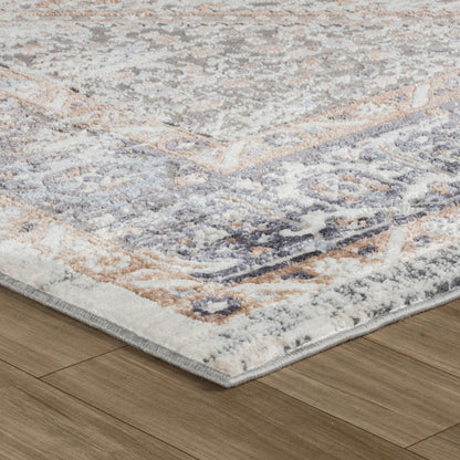 4' X 6' Beige and Gray Abstract Distressed Area Rug