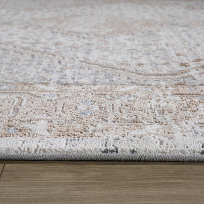 4' X 6' Beige and Gray Abstract Distressed Area Rug