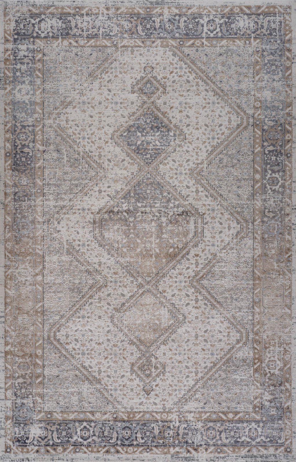 4' X 6' Beige and Gray Abstract Distressed Area Rug