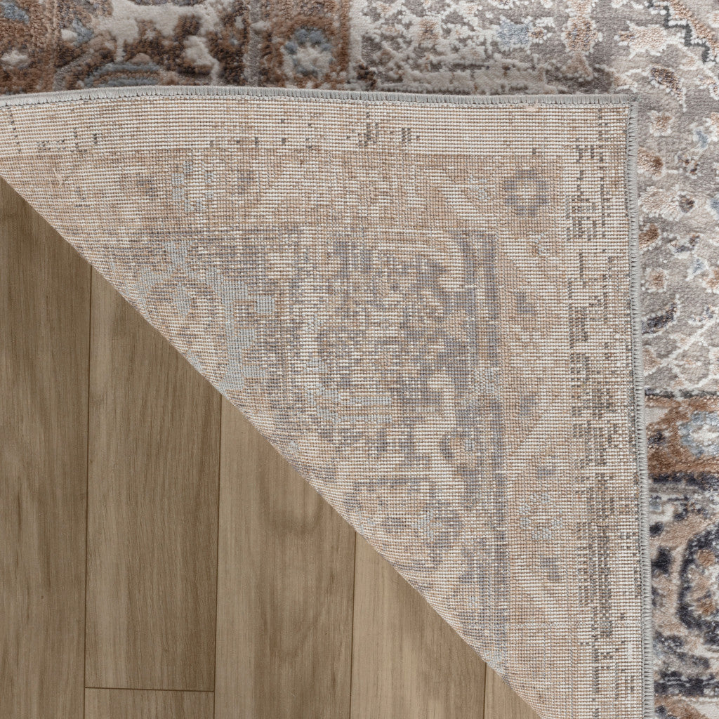 5' X 8' Beige and Gray Abstract Distressed Area Rug