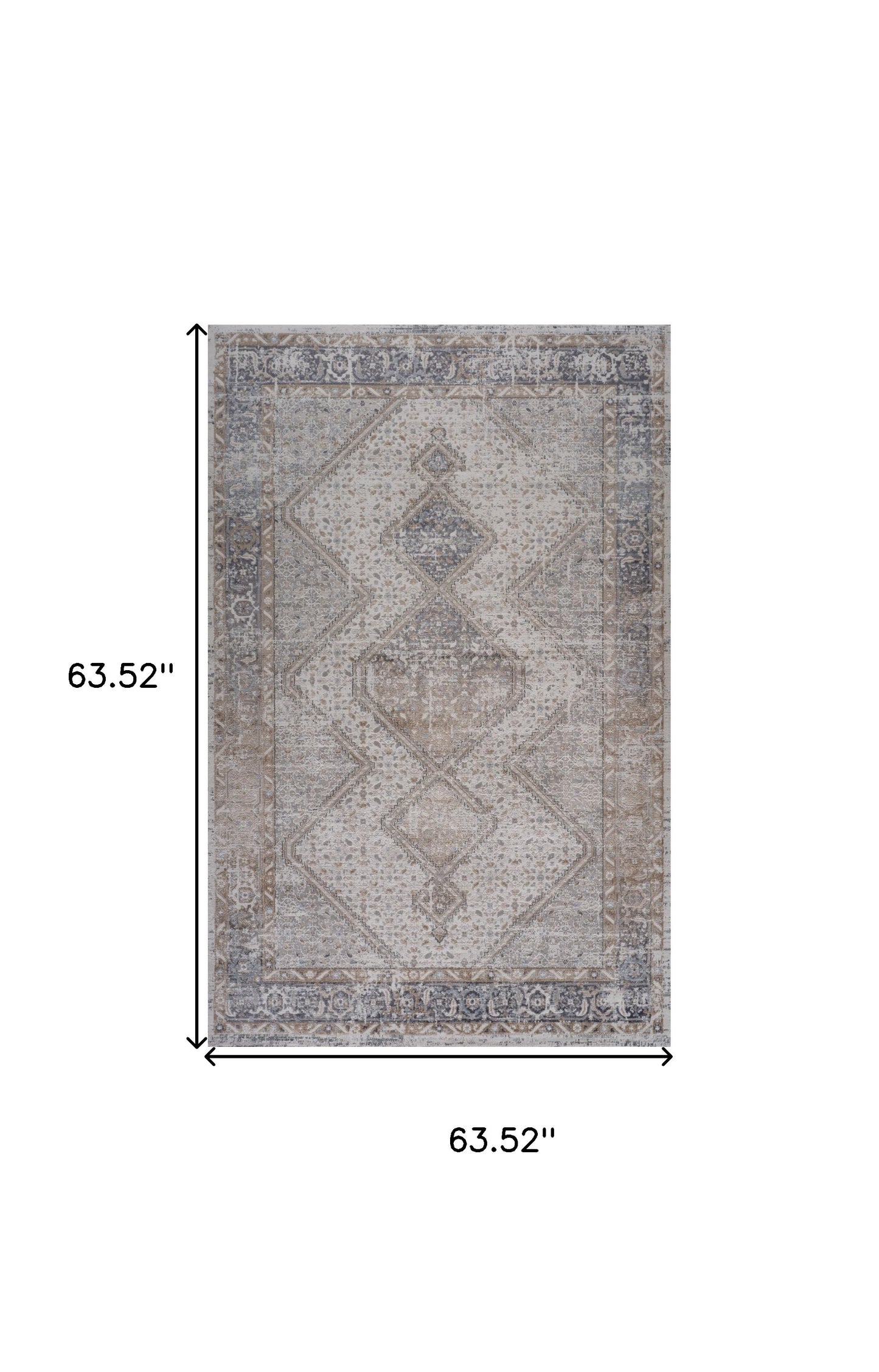 5' X 8' Beige and Gray Abstract Distressed Area Rug