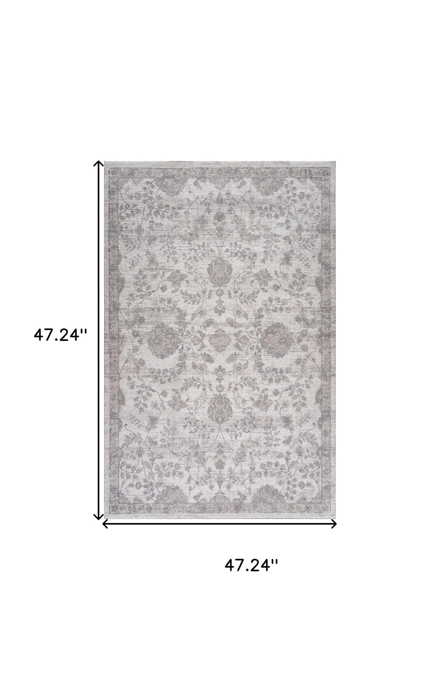 4' X 6' Beige and Gray Floral Distressed Area Rug