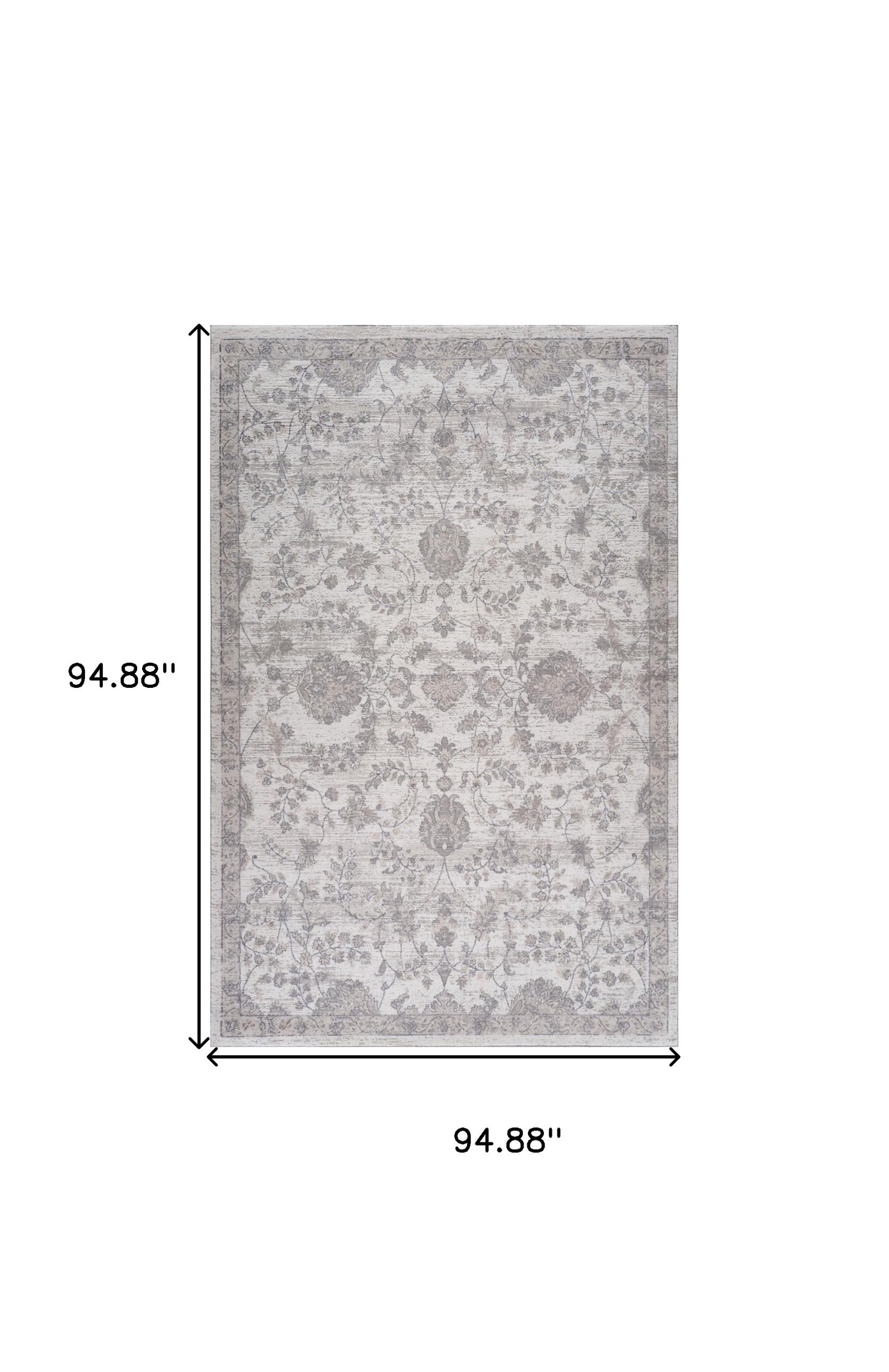 8' X 11' Beige and Gray Floral Distressed Area Rug