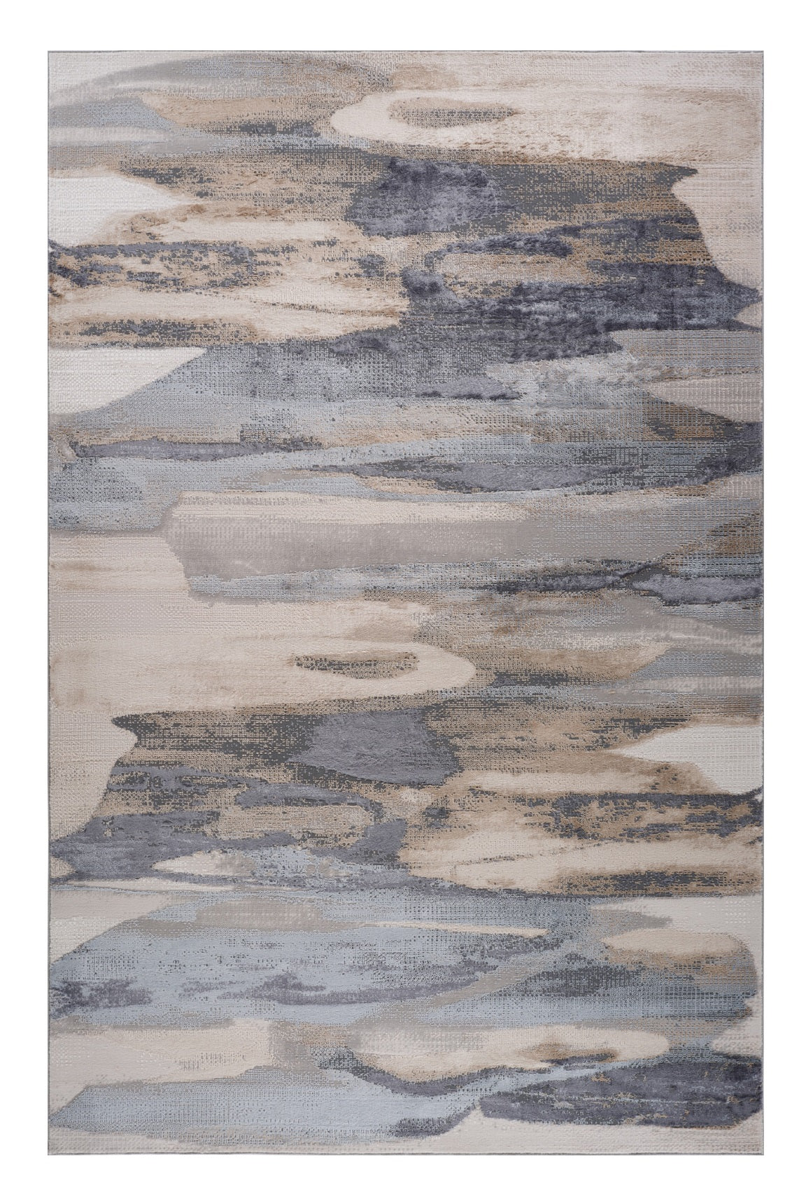 4' X 6' Blue and Beige Abstract Distressed Area Rug