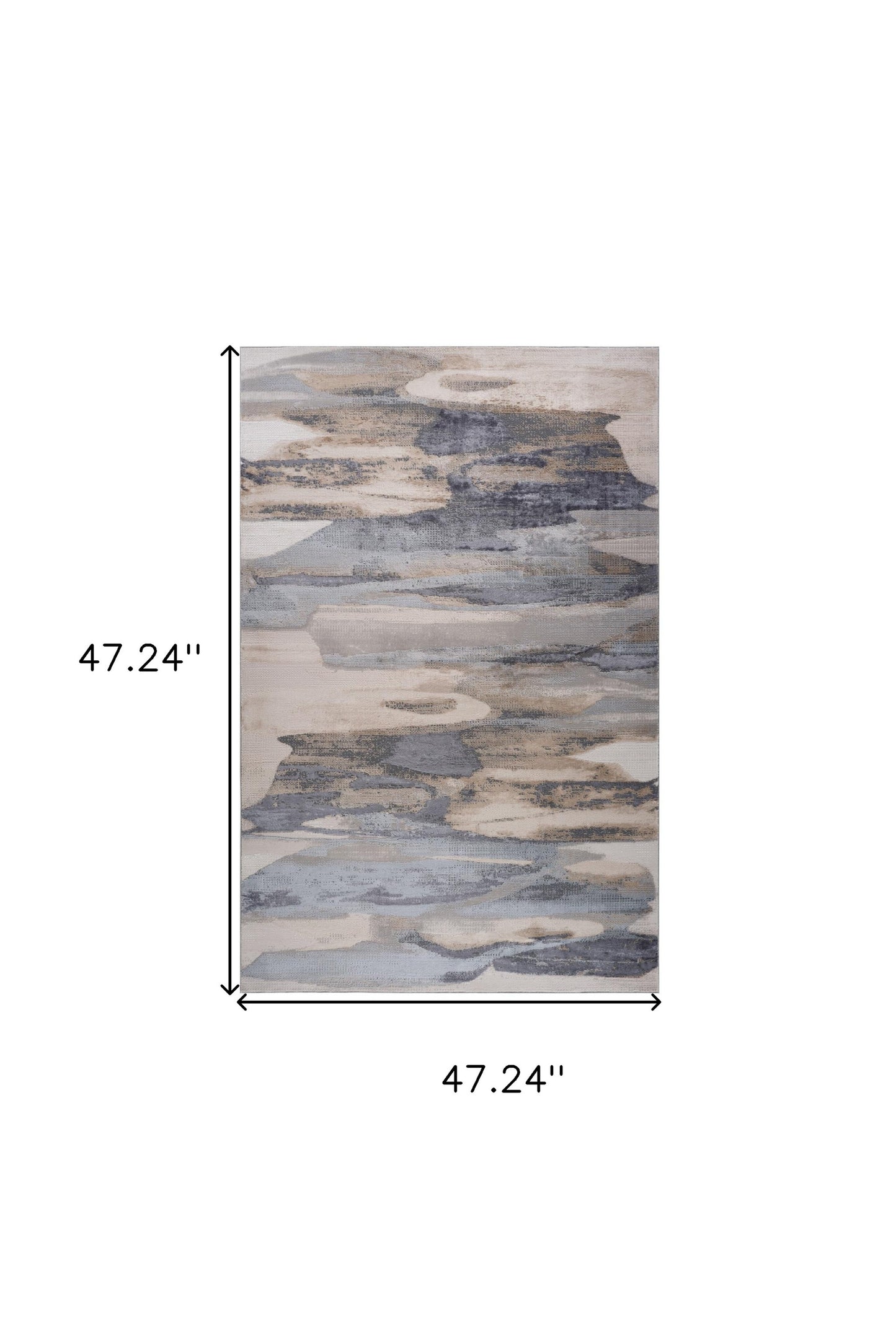 4' X 6' Blue and Beige Abstract Distressed Area Rug