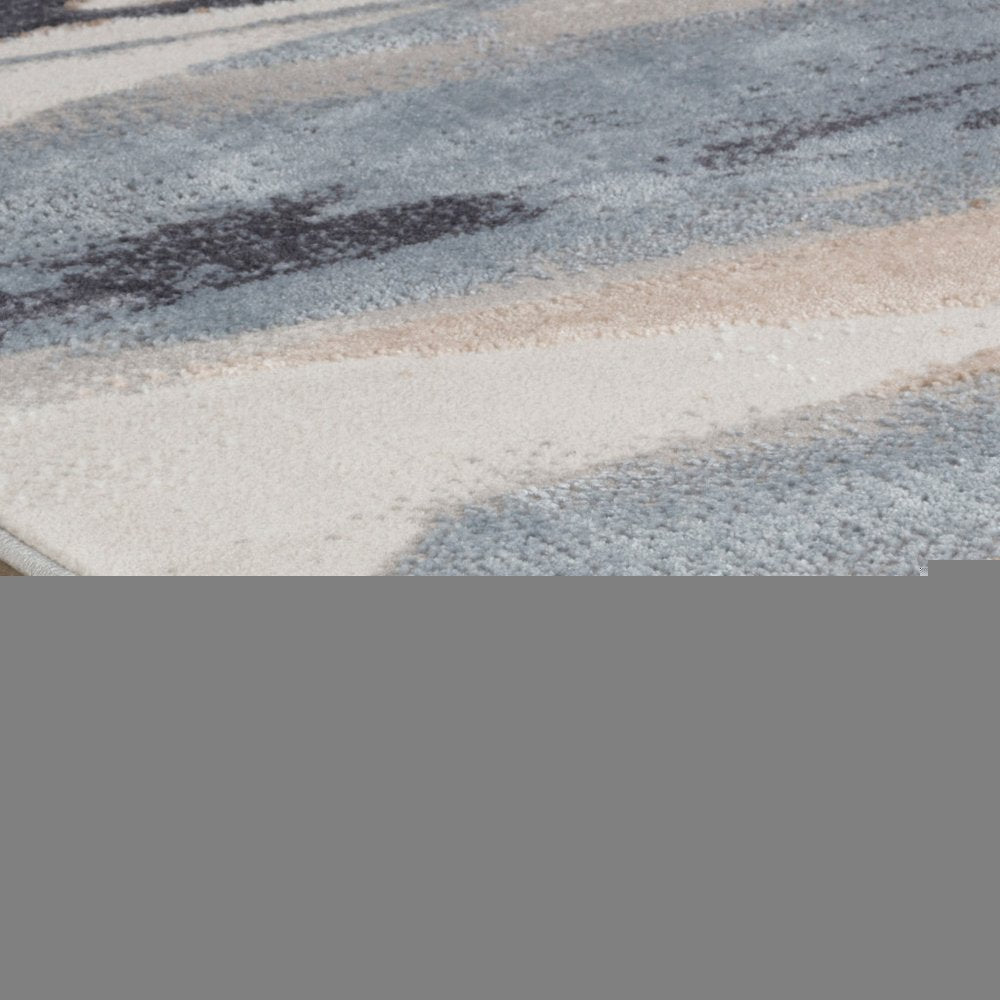 4' X 6' Blue and Beige Abstract Distressed Area Rug