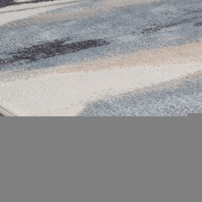 4' X 6' Blue and Beige Abstract Distressed Area Rug