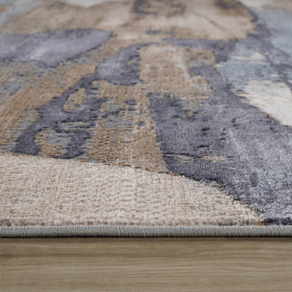 4' X 6' Blue and Beige Abstract Distressed Area Rug