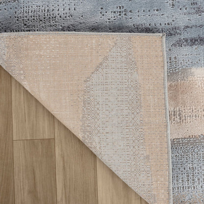 4' X 6' Blue and Beige Abstract Distressed Area Rug