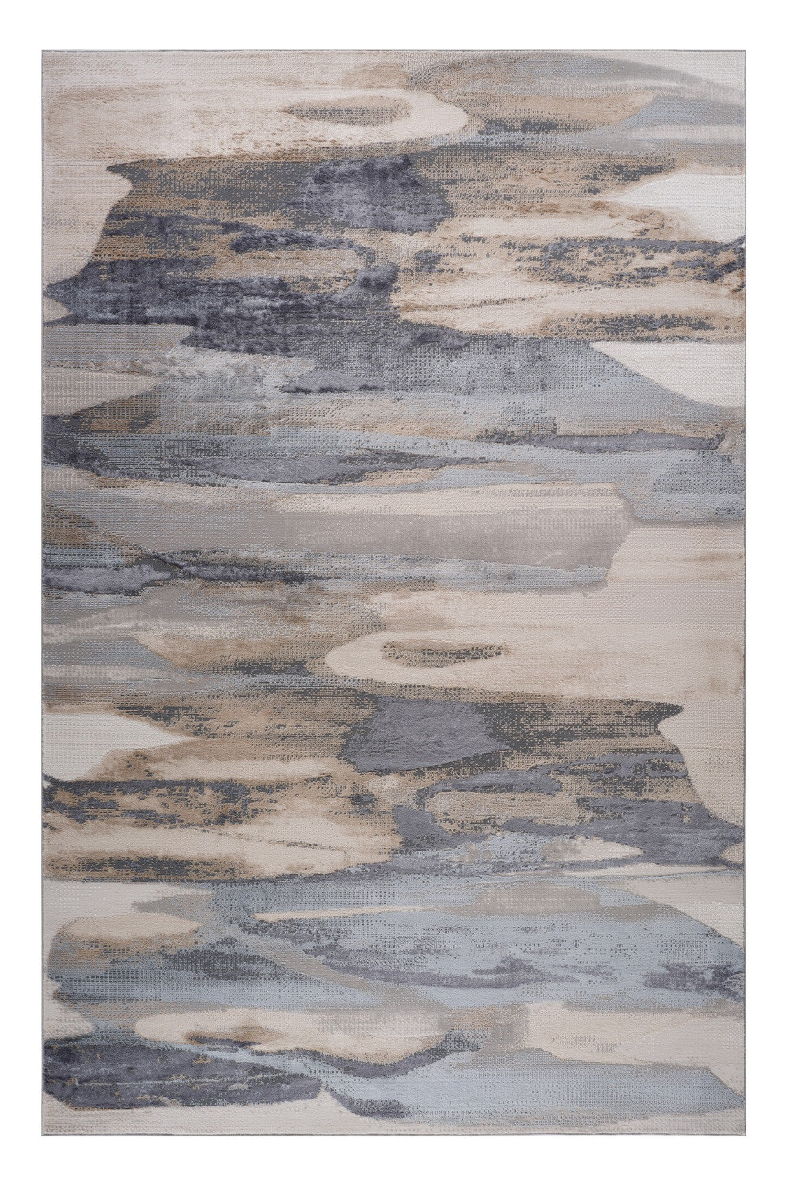 5' X 8' Blue and Beige Abstract Distressed Area Rug