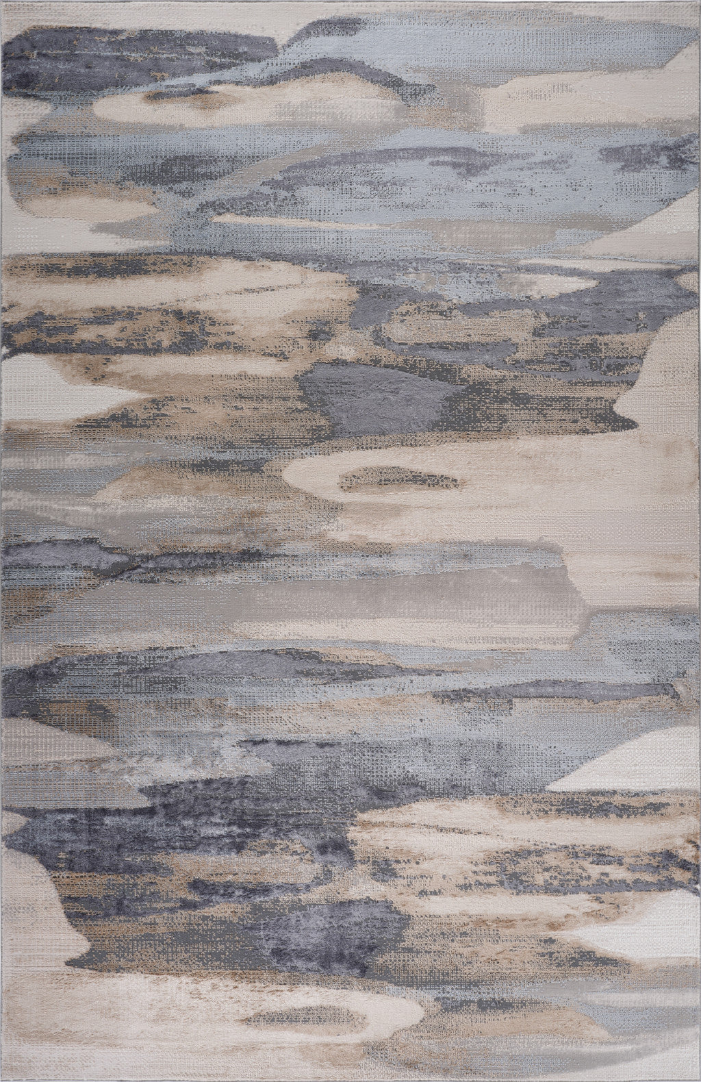 5' X 8' Blue and Beige Abstract Distressed Area Rug