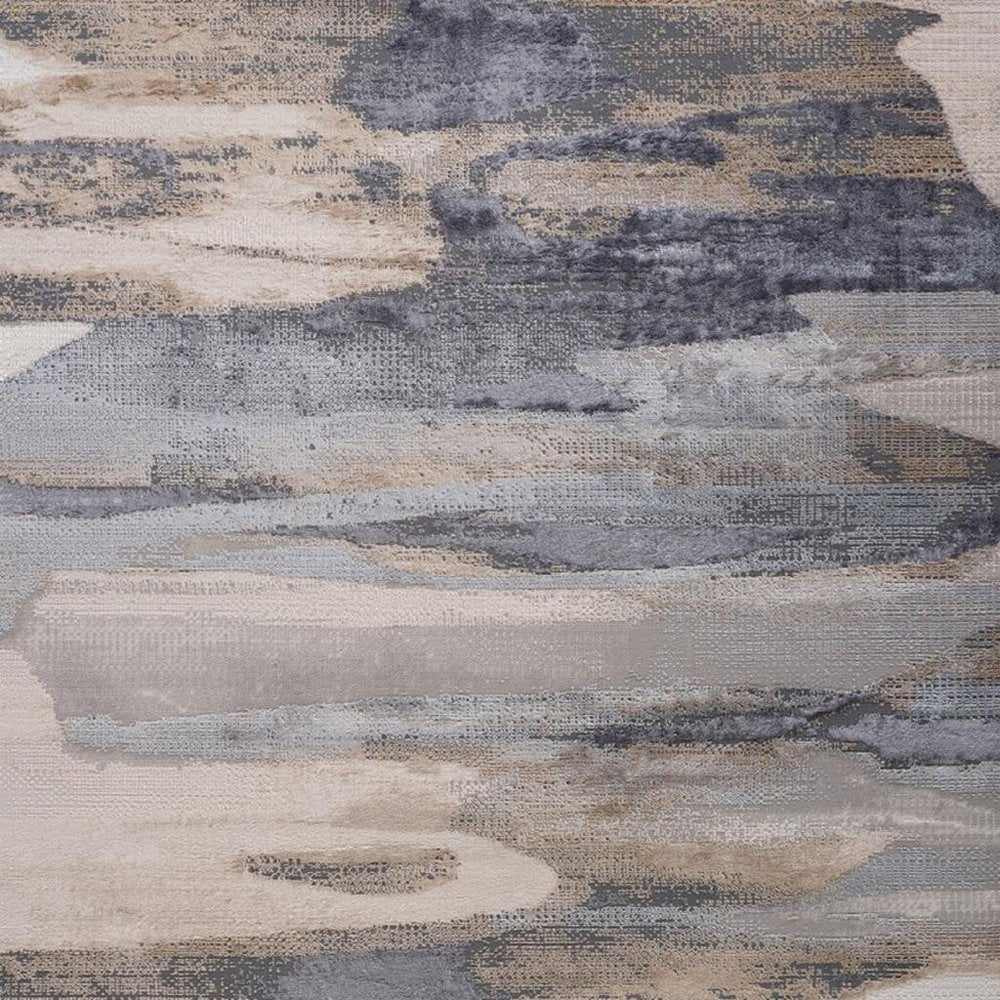 5' X 8' Blue and Beige Abstract Distressed Area Rug