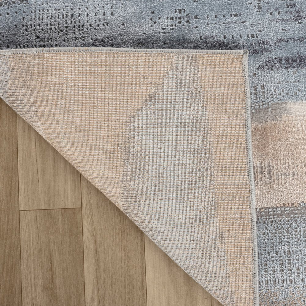 8' X 11' Blue and Beige Abstract Distressed Area Rug