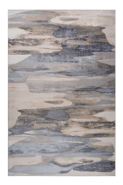 8' X 11' Blue and Beige Abstract Distressed Area Rug