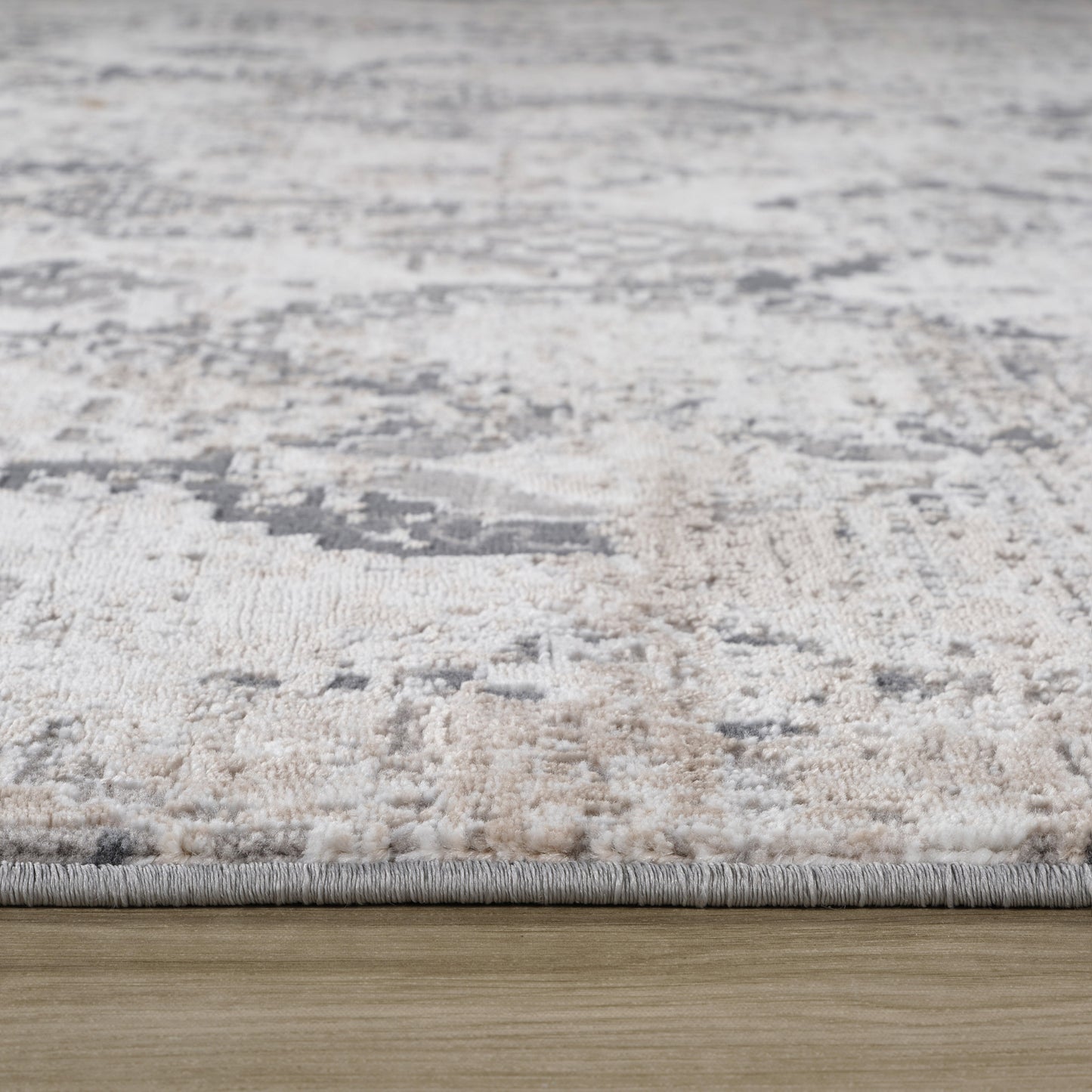 4' X 6' Beige and Gray Abstract Distressed Area Rug