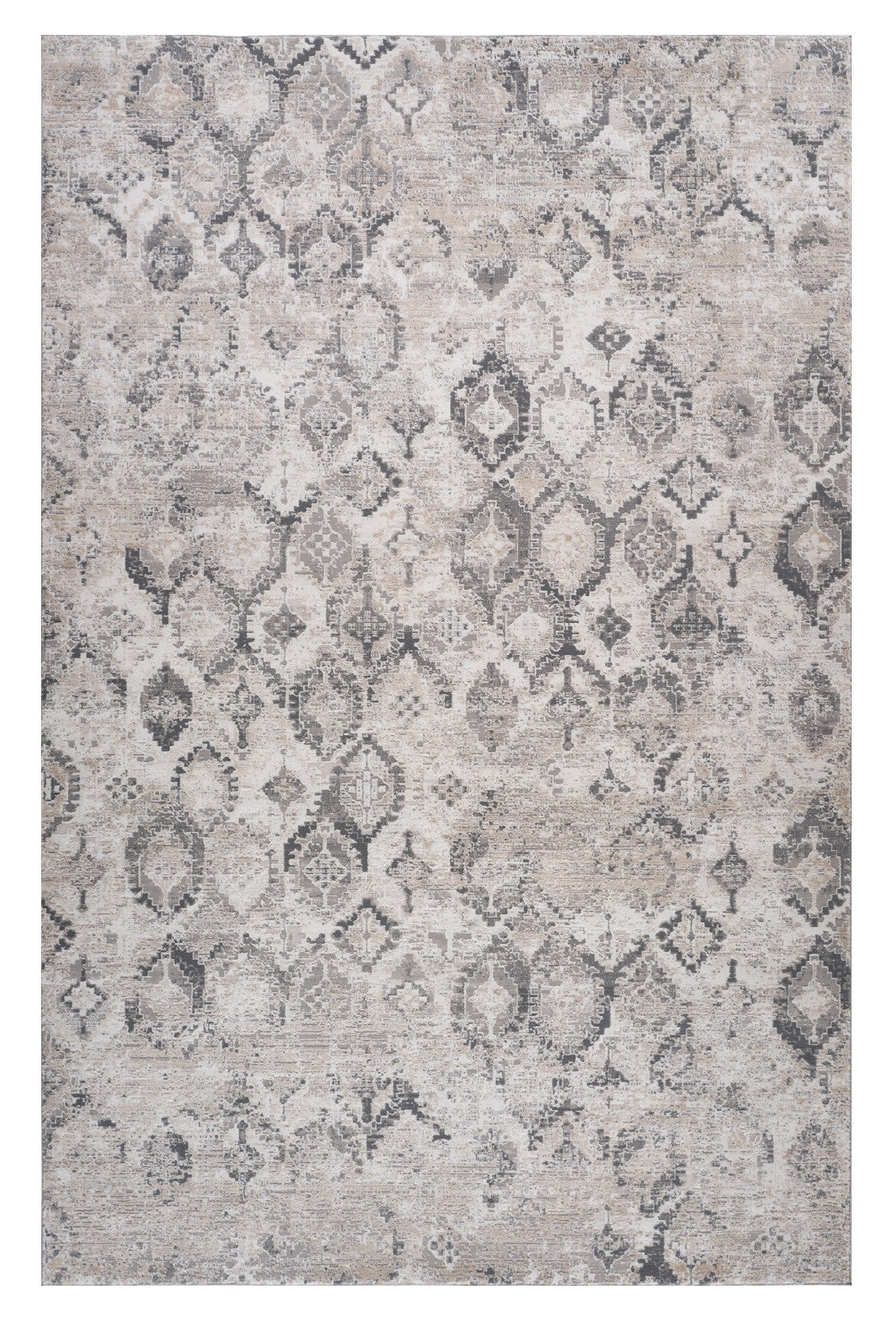 5' X 8' Beige and Gray Abstract Distressed Area Rug