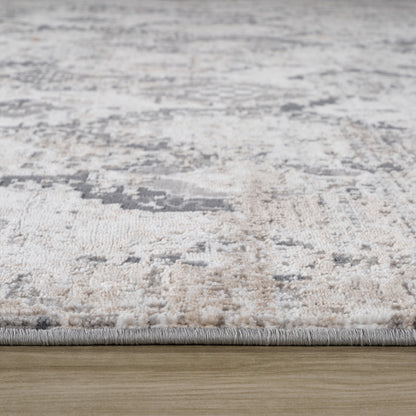 5' X 8' Beige and Gray Abstract Distressed Area Rug