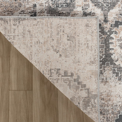 5' X 8' Beige and Gray Abstract Distressed Area Rug