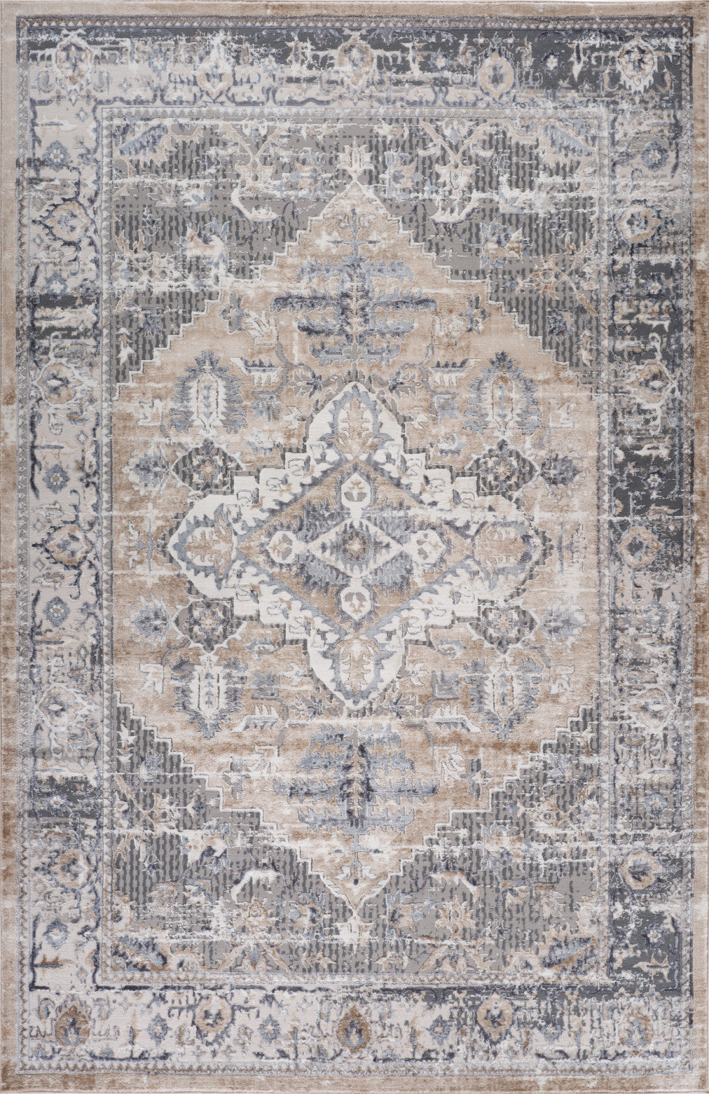 4' X 6' Gray and Brown Oriental Distressed Area Rug