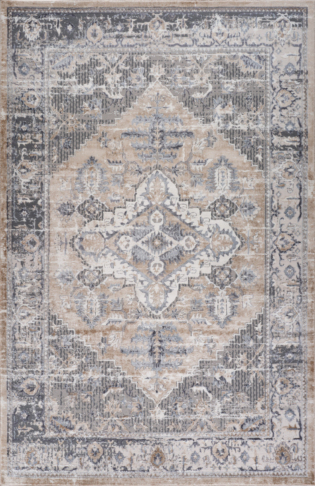 4' X 6' Gray and Brown Oriental Distressed Area Rug