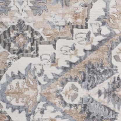 4' X 6' Gray and Brown Oriental Distressed Area Rug