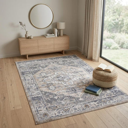 4' X 6' Gray and Brown Oriental Distressed Area Rug