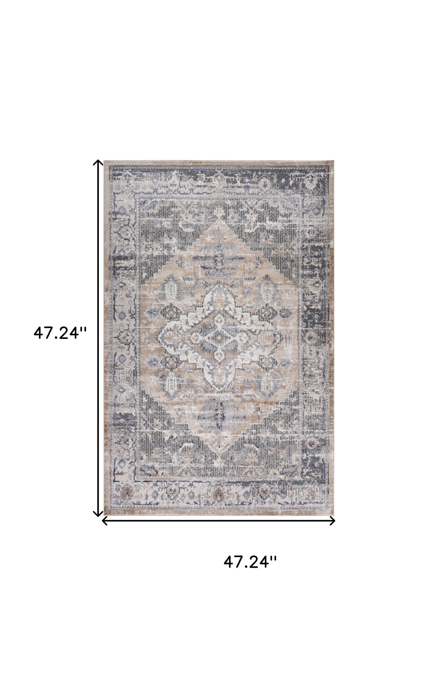 4' X 6' Gray and Brown Oriental Distressed Area Rug