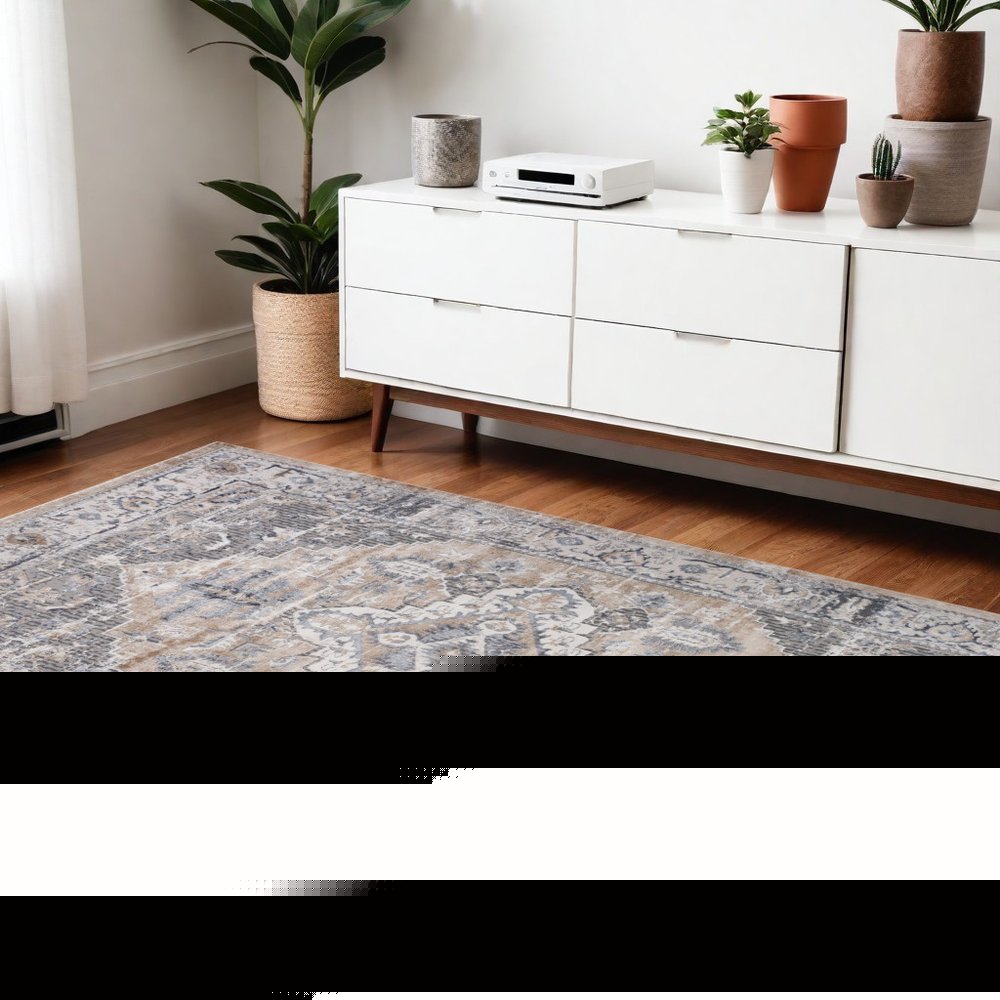 4' X 6' Gray and Brown Oriental Distressed Area Rug