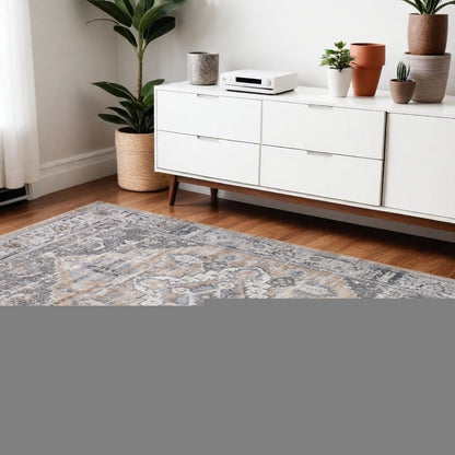4' X 6' Gray and Brown Oriental Distressed Area Rug