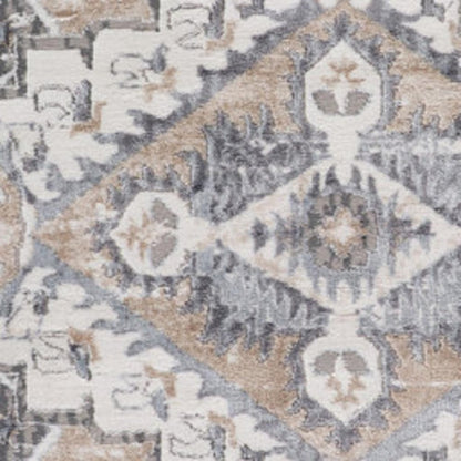5' X 8' Gray and Brown Oriental Distressed Area Rug