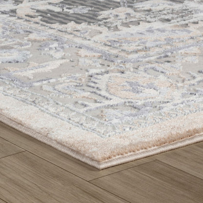 7' X 10' Gray and Brown Oriental Distressed Area Rug
