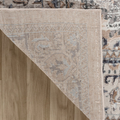 7' X 10' Gray and Brown Oriental Distressed Area Rug