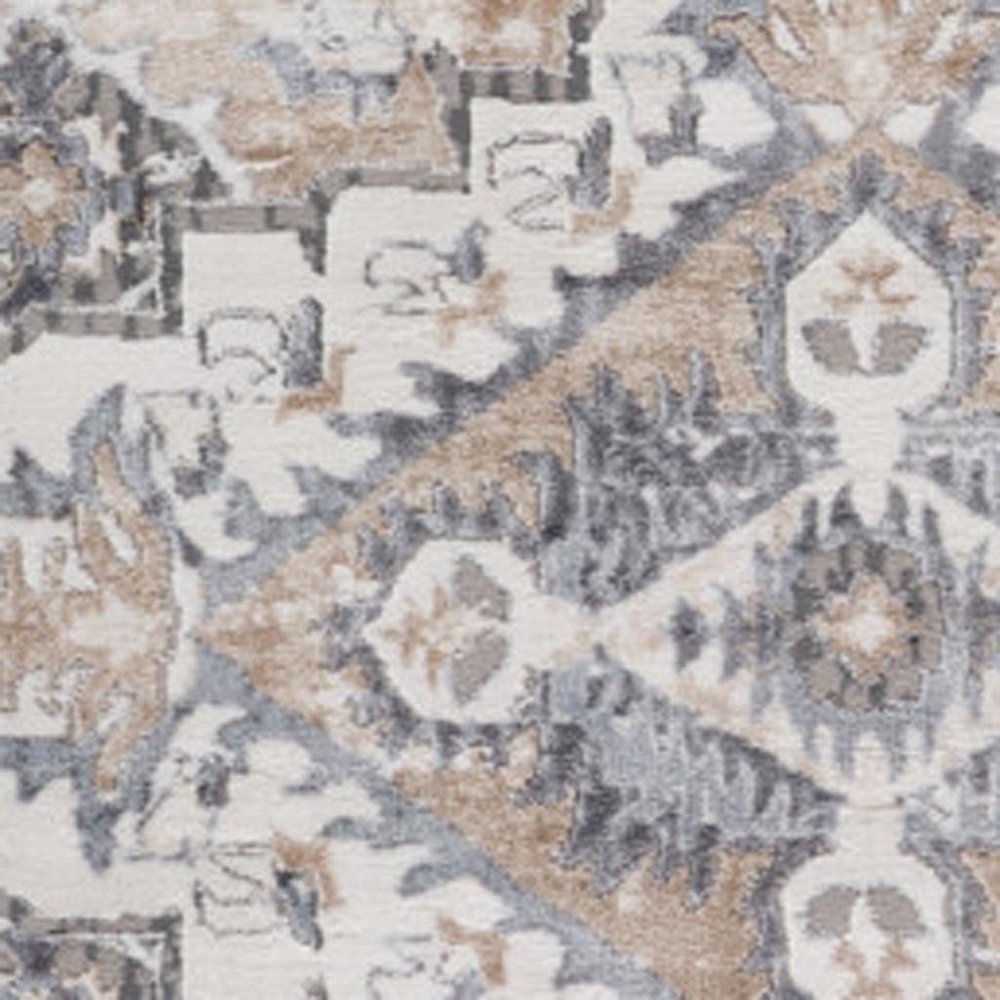 7' X 10' Gray and Brown Oriental Distressed Area Rug