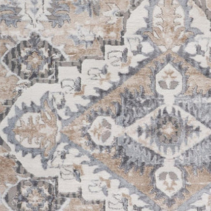 7' X 10' Gray and Brown Oriental Distressed Area Rug