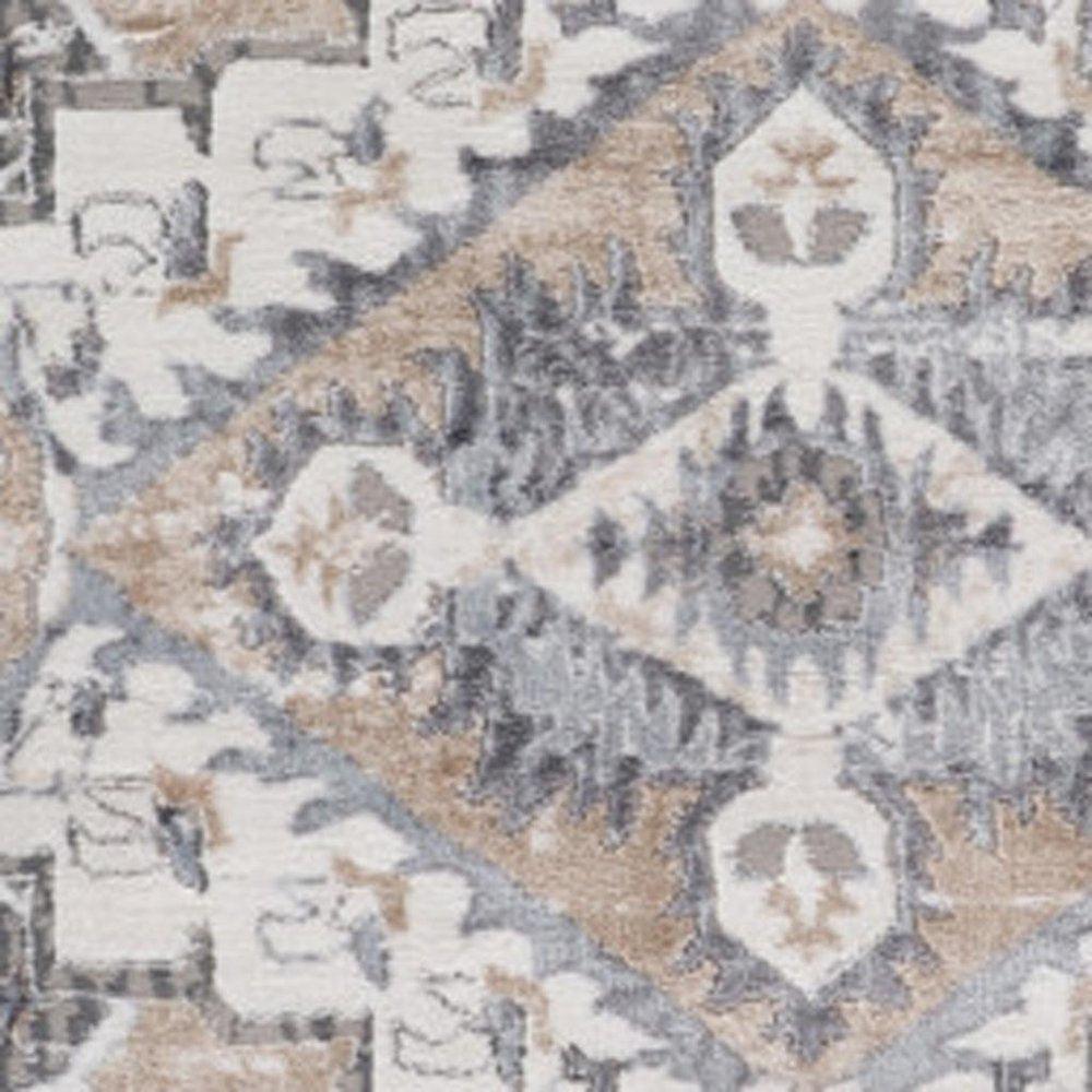 8' X 11' Gray and Brown Oriental Distressed Area Rug