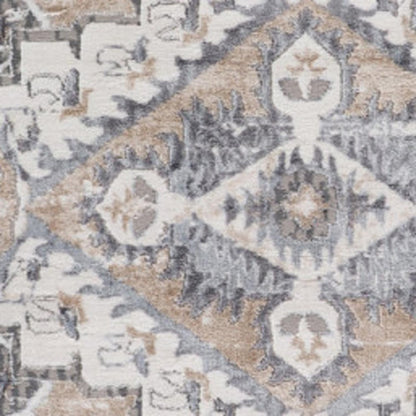 8' X 11' Gray and Brown Oriental Distressed Area Rug