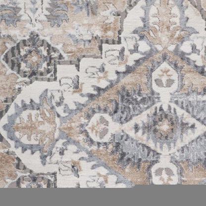 8' X 11' Gray and Brown Oriental Distressed Area Rug