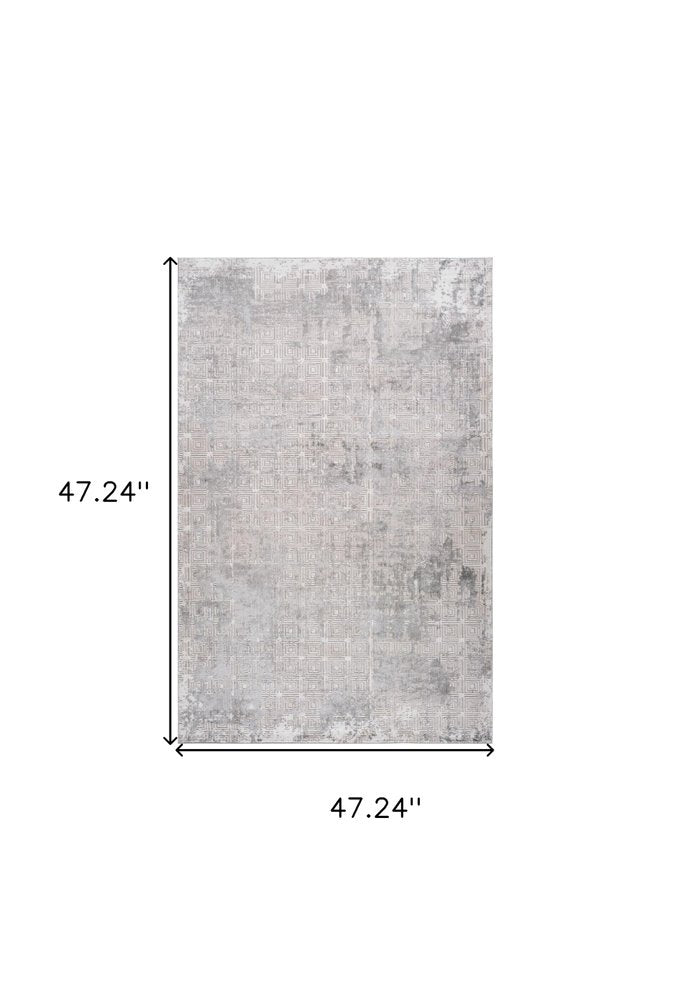 4' X 6' Gray and Beige Abstract Distressed Area Rug