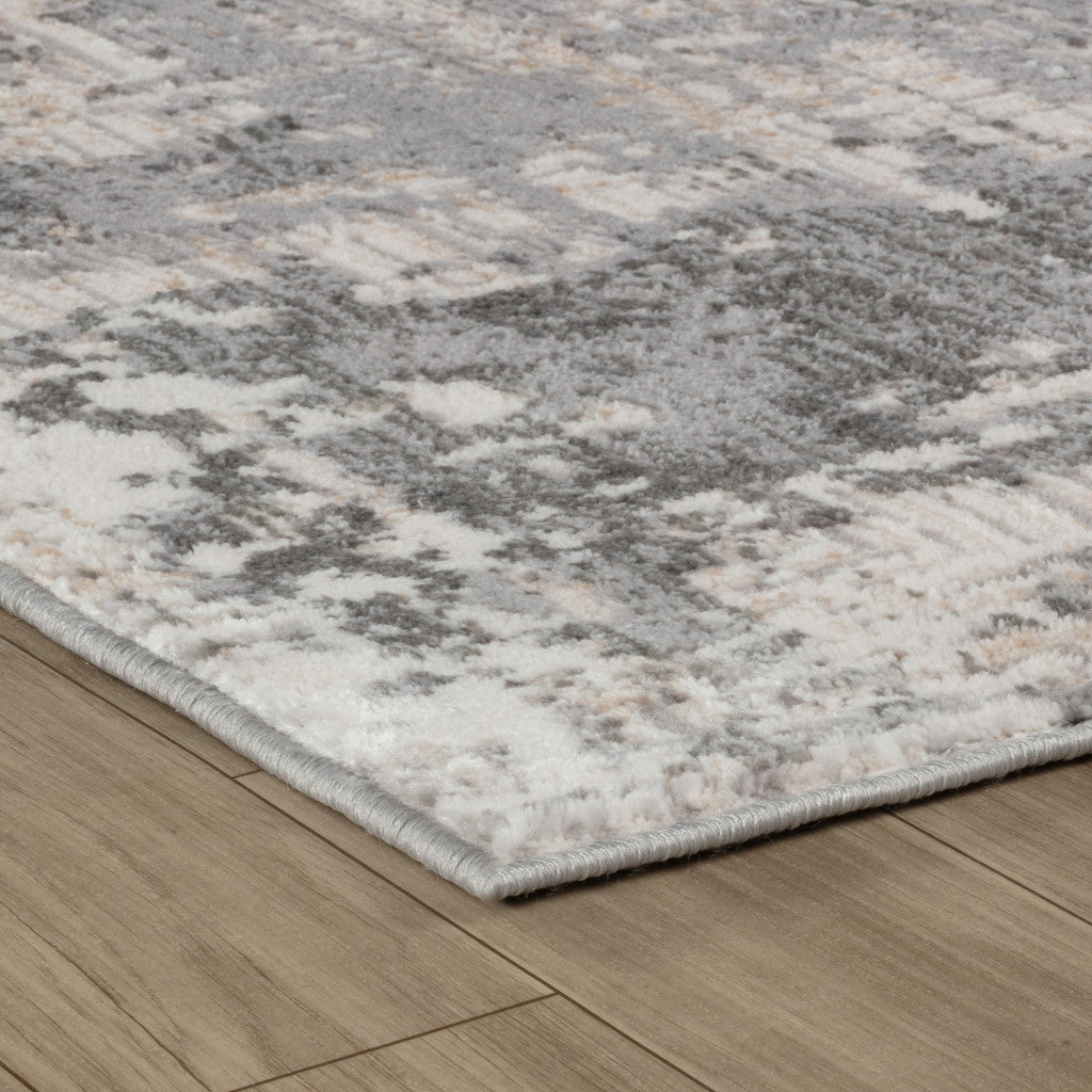 5' X 8' Gray and Beige Abstract Distressed Area Rug