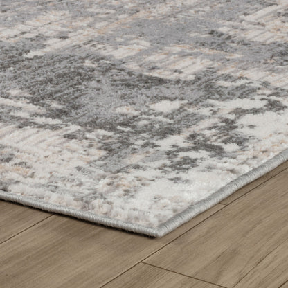 5' X 8' Gray and Beige Abstract Distressed Area Rug