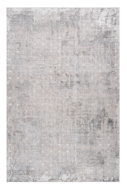 5' X 8' Gray and Beige Abstract Distressed Area Rug