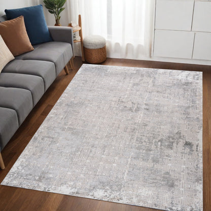 5' X 8' Gray and Beige Abstract Distressed Area Rug