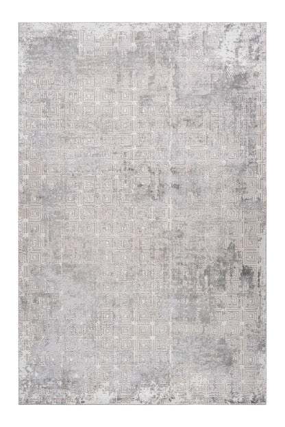 7' X 10' Gray and Beige Abstract Distressed Area Rug